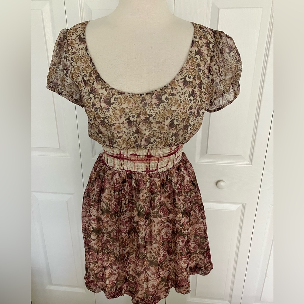 GUESS by Marciano Floral Rose Silk Mini Dress Size Small